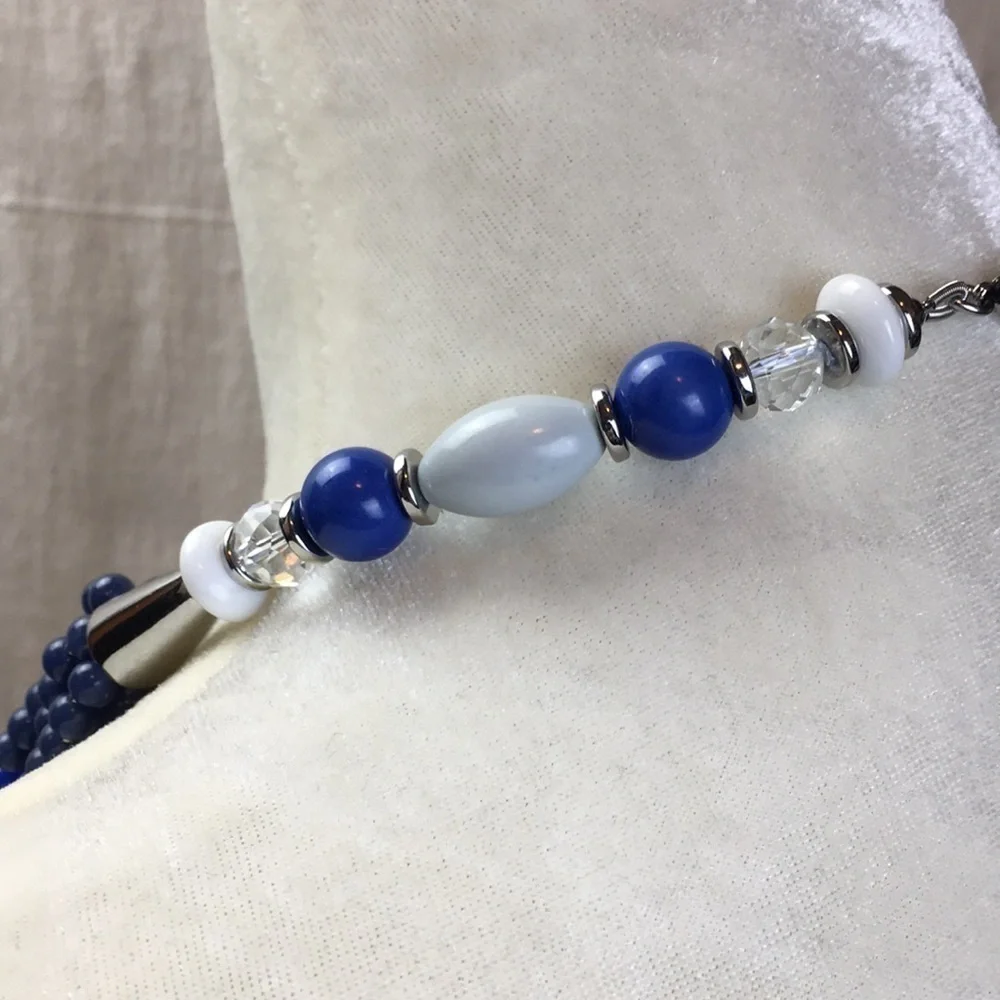 Talbots Beaded Necklace Blue Glass multi strand